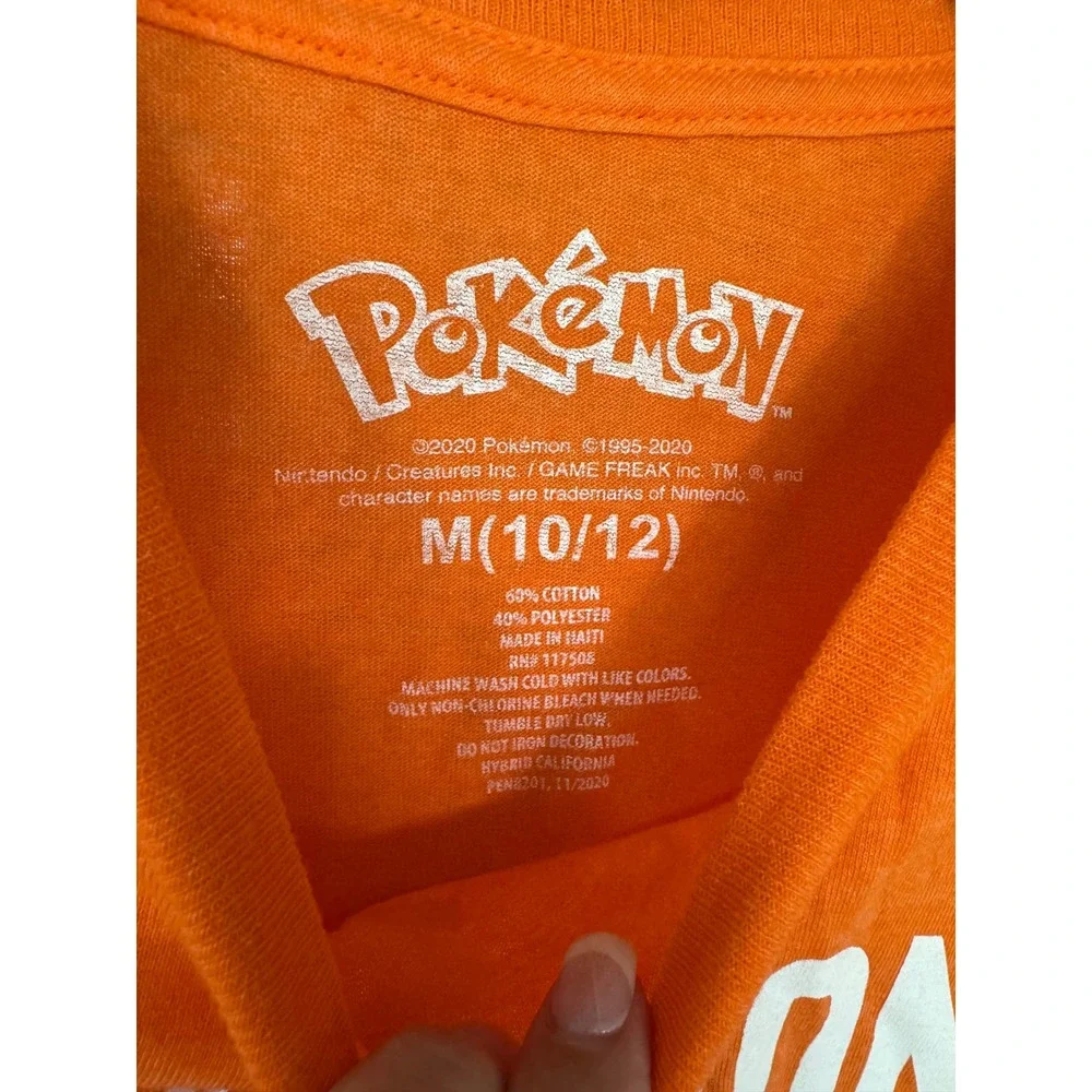 Pokemon Boys Orange Graphic T-Shirt Pikachu Charmander Squirtle Bulbasaur 10/12
